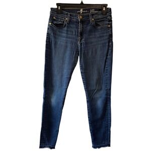 7‎ For All Mankind Gweneviere Skinny Jeans Women's 28 Dark Wash Stretch Denim